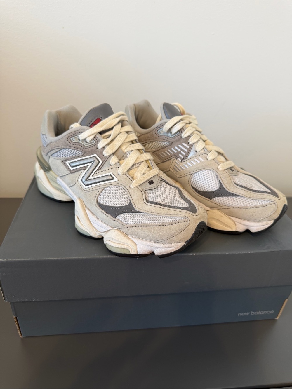 New Balance Women’s Light Gray and Beige Trainer Sneakers